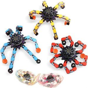 Pack of 2 Deformable Chain Links Robot Spinner Toy- Assorted